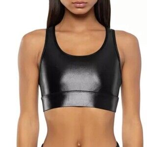 Koral faux leather racerback mesh sports‎ bra size S